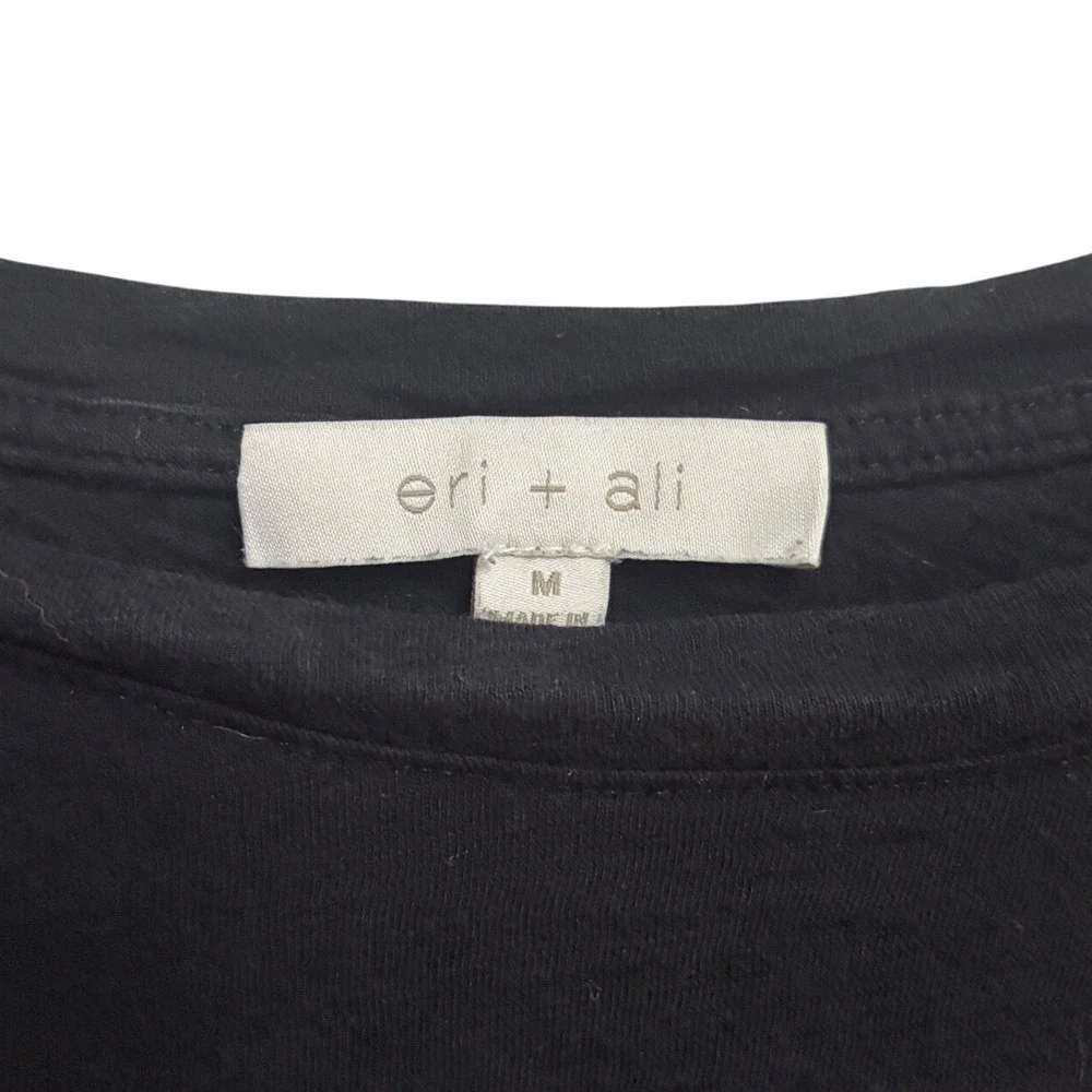 Anthropologie Eri + Ali Shiloh Balloon-Sleeved Top Boho Black Cotton Lace Size M